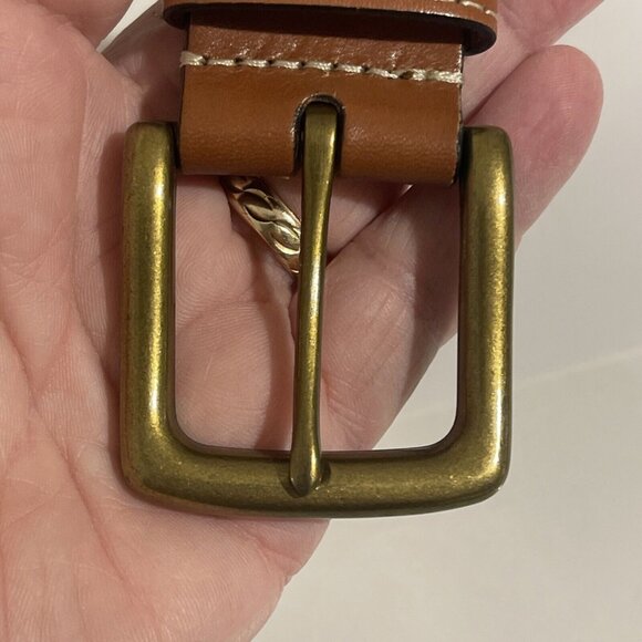 Tommy Hilfiger cowhide buffalo leather brass buckle canvas nautical belt 32/80 - Picture 13 of 16